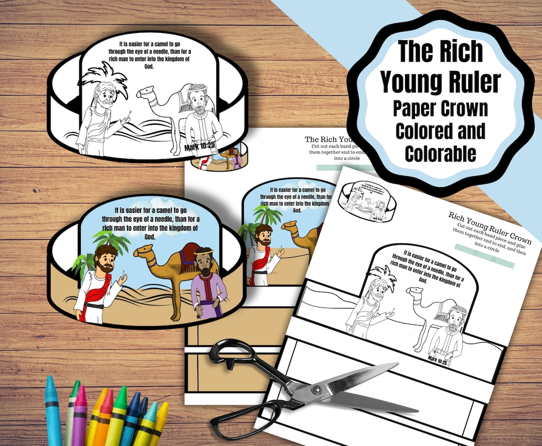 Printable Paper Crowns for the Rich Young Ruler Bible Lesson. Colored ...