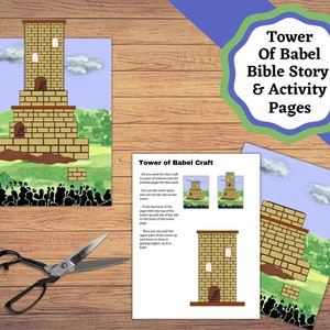 Printable Tower of Babel Crafts, Story, and Coloring pages. Tower of Babel bible kids lesson.
