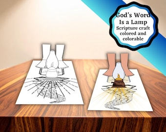 Gods Word is a Lamp scripture craft in color and colorable versions.
