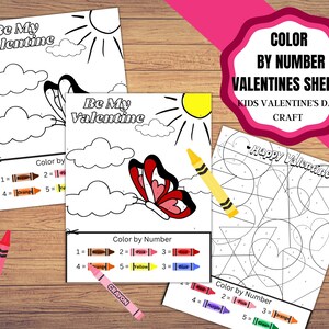 Printable color by number Valentine's Day coloring pages. Two color by number Valentine pages, Kids coloring sheets