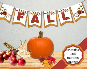 Fall Printable Bunting/Banner, Autumn decoration, create your own fall or autumn swag to decorate.