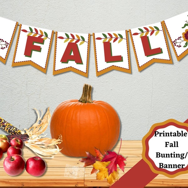 Fall Printable Bunting/Banner, Autumn decoration, create your own fall or autumn swag to decorate.
