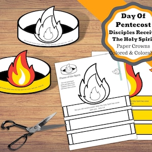 Printable Day Of Pentecost paper crowns craft, Disciples receive the Holy Spirit paper crowns