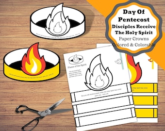 Printable Day Of Pentecost paper crowns craft, Disciples receive the Holy Spirit paper crowns