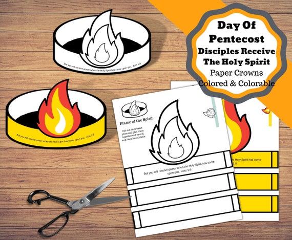 Printable Day Of Pentecost paper crowns craft, Disciples receive the Holy Spirit paper crowns