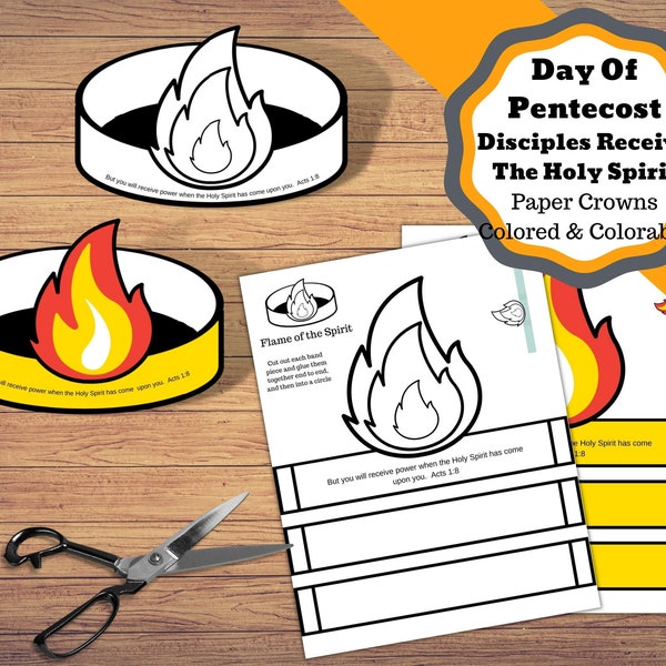 Printable Day Of Pentecost paper crowns craft, Disciples receive the Holy Spirit paper crowns