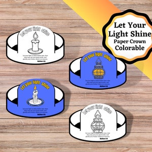 Printable paper crown for the verse about Letting Your Light Shine For God. Matthew 5:16