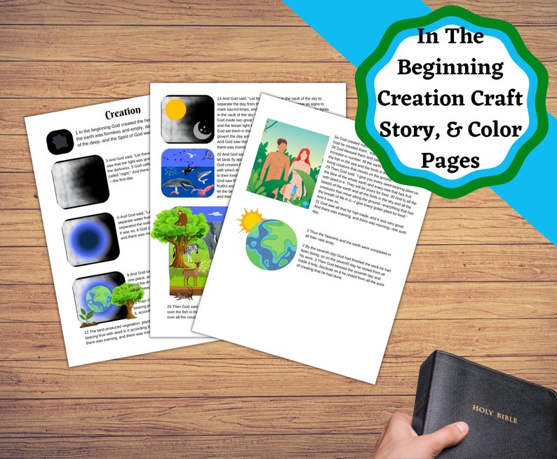 Printable Story of Creation Craft Set, Genesis 7 Days of Creation Craft ...