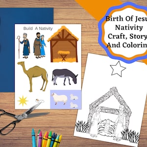 Birth Of Jesus Printable Craft. Christmas Nativity Birth Of Christ Bible Activity Sheets