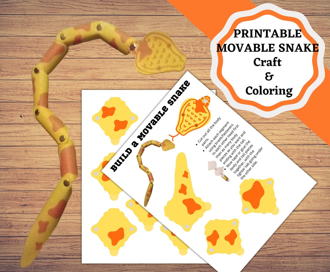 Movable Snake Craft, Printable Snake Can Be Used as a Finger Puppet, Jointed and Easy to Make