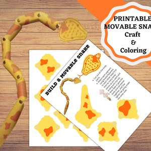 Movable Snake Craft, Printable Snake can be used as a finger puppet, jointed and easy to make. Snake craft and coloring.