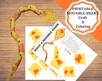 Il serpente mobile, il serpente stampabile può essere utilizzato come una marionetta da dito, snodabile e facile da realizzare. Artigianato e colorazione del serpente.
