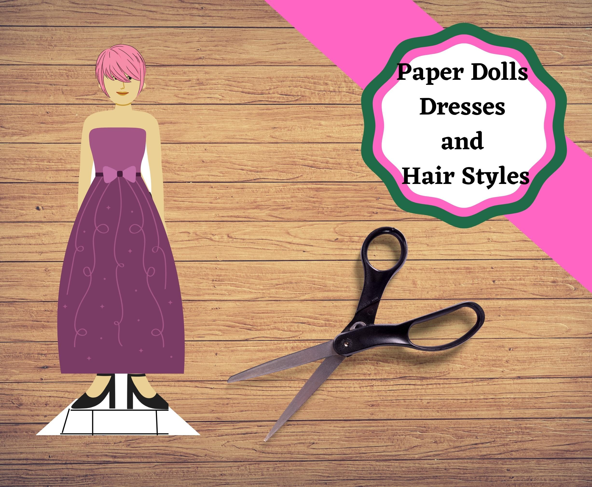 Printable Paper Dolls With Hair and Dresses. - Etsy