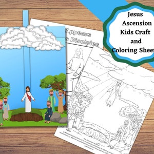 Jesus Ascension Printable kids craft and coloring sheets.