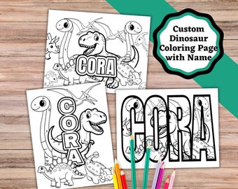 Custom name coloring page with Dinosaurs. Personalized coloring sheets