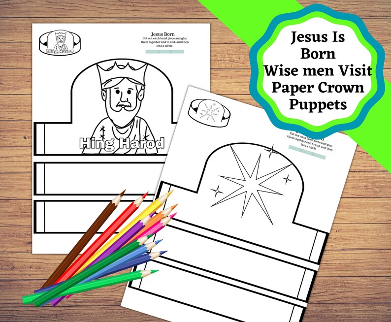 Printable Paper Crowns for the Bible Story of Jesus Being Born and Visited by the Wise Men. - Etsy
