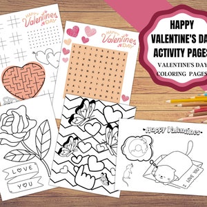 Printable Valentine&#39;s Day activity sheets, Valentines Day maze, word search, games and coloring pages.