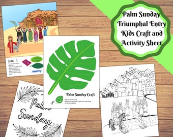 Triumphal  entry activity sheets, palm Sunday craft, Jesus entering Jerusalem, Easter kids craft
