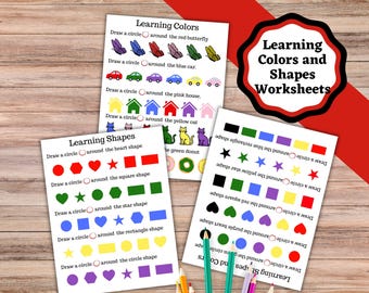 Color and shape worksheets for young learners
