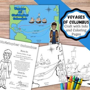 Columbus Day Kids craft with Info page and coloring page. Columbus Day craft, Columbus Day Lesson.