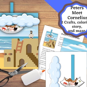 Printable Activity set for Peter&#39;s Vision, and Peter Meets Cornelius. Crafts, coloring, maze, and story pages. Peter VBS/Sunday School Craft