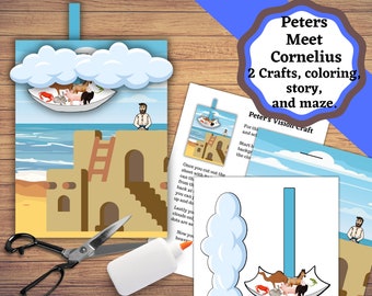 Printable Activity set for Peter's Vision, and Peter Meets Cornelius. Crafts, coloring, maze, and story pages. Peter VBS/Sunday School Craft