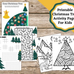 Christmas Tree printable craft and activity pages, Christmas tree dot-to-dot, tic-tac-toe, mazes, and coloring sheets. Party Games