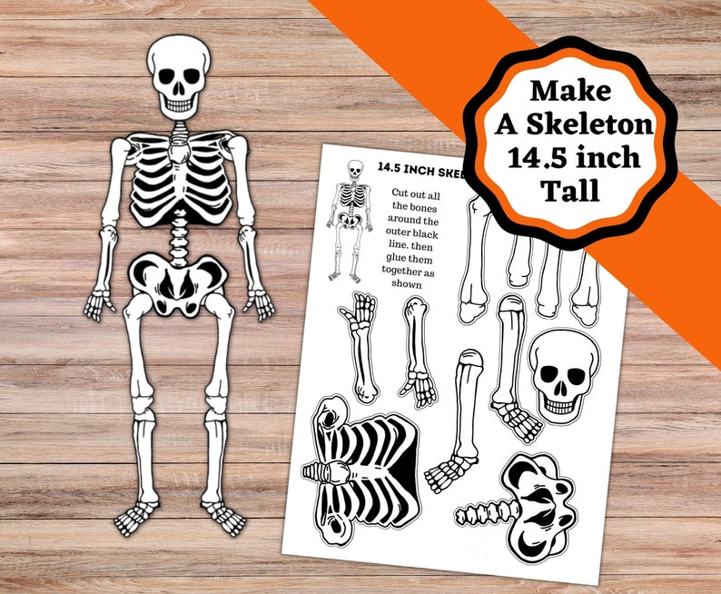 Printable Skeleton Craft. 14.5 Inch Skeleton Cut and Glue Craft. Easy ...