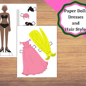 Printable Paper Dolls With Hair and Dresses. - Etsy