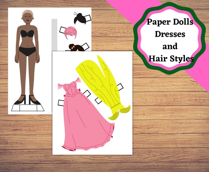 Printable Paper Dolls With Hair and Dresses. - Etsy