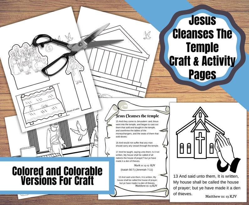 Printable, Jesus Cleanses the Temple Craft, Coloring, Scripture Pages