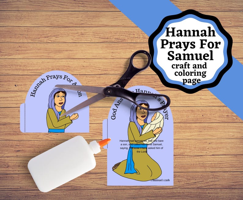 Hannah Prays for Samuel, Hannah prays and makes her vow bible craft for 1 Samuel. Craft plus coloring page. image 2