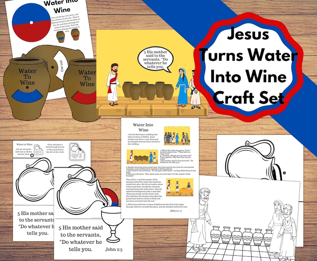 Buy Printable Pitcher Pouring Jesus Into Wine Coloring Craft Set Colorable Craft Jesus Turns Water Into Wine Online in India Etsy