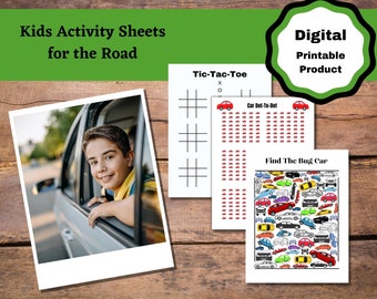 Car ride activity sheets, travel pages family travel games and I-Spys