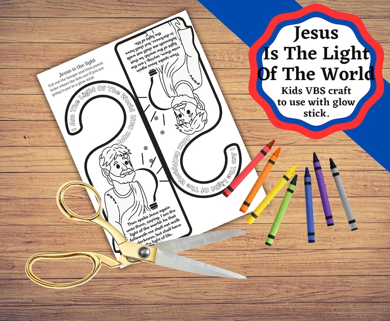 Jesus is the Light VBS Kids Craft Glow Stick Hanger. John 8:12 ...