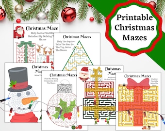 Christmas Themed Mazes, Printable Holiday Mazes to play and enjoy. Great activity for kids or at a Christmas party.