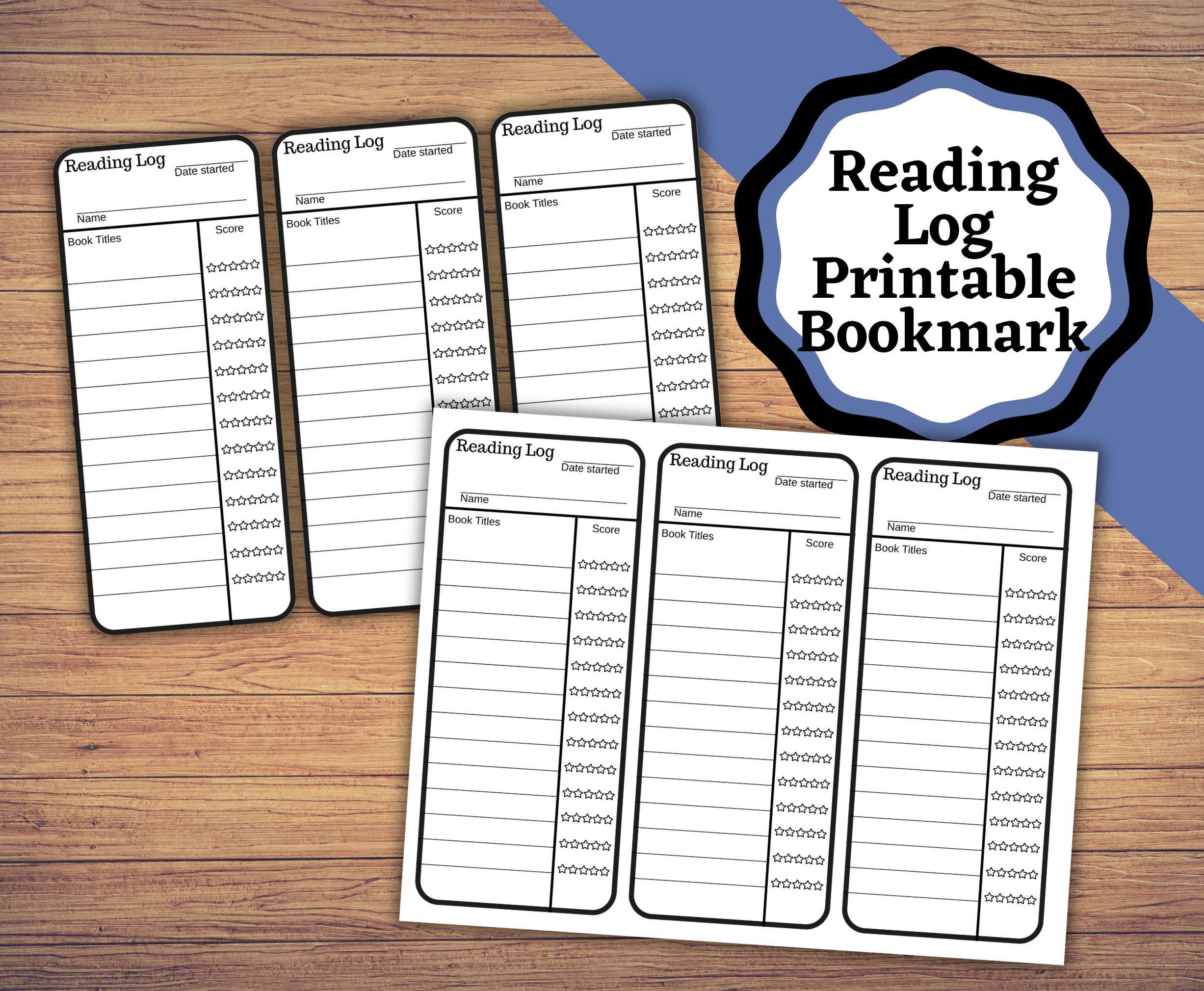 Reading Log Printable Bookmark. Easy to Print Bookmark to Track Your ...