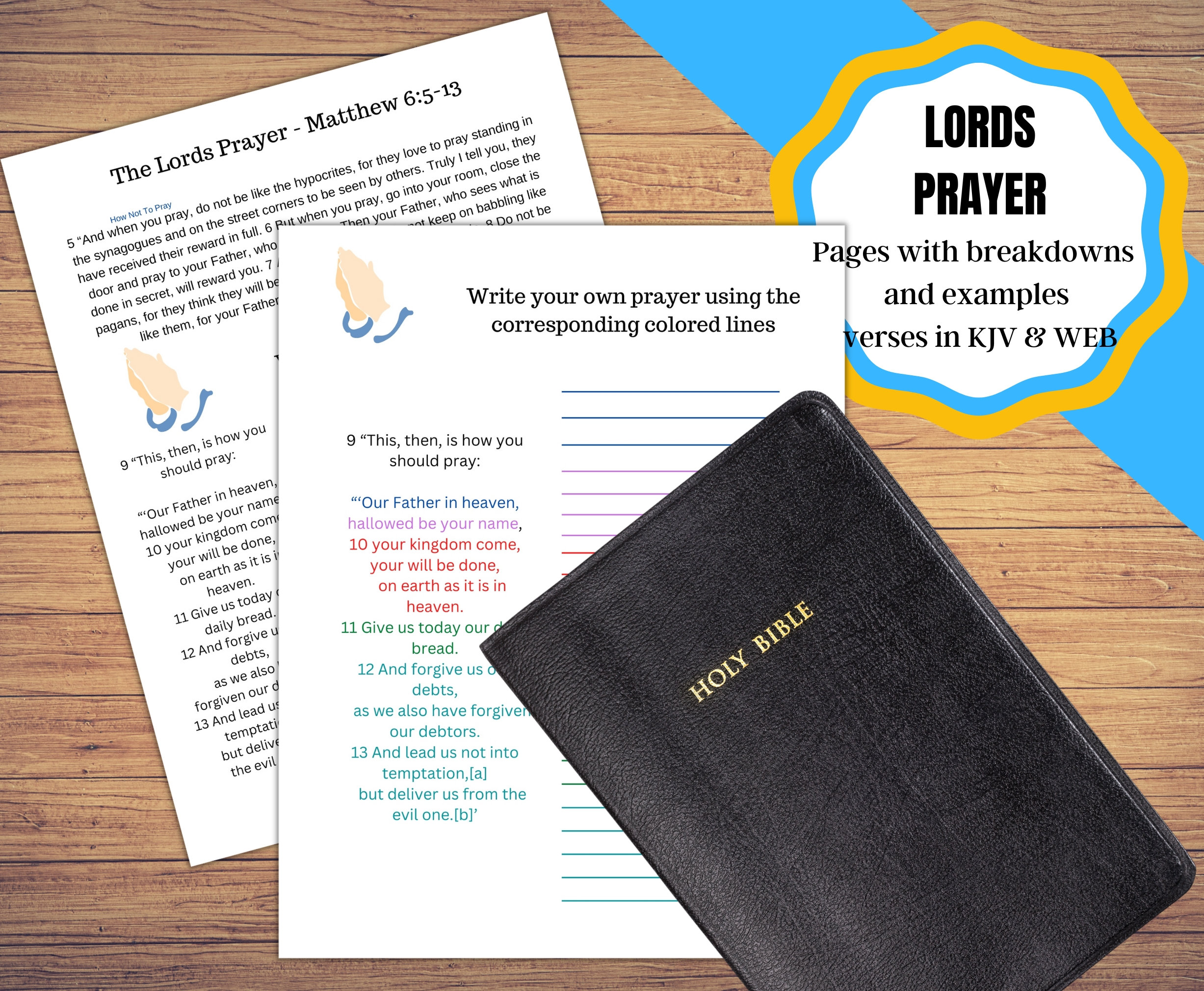 The Work Pages Printable Work Pages for Studding or Teaching the Lords Prayer for ...