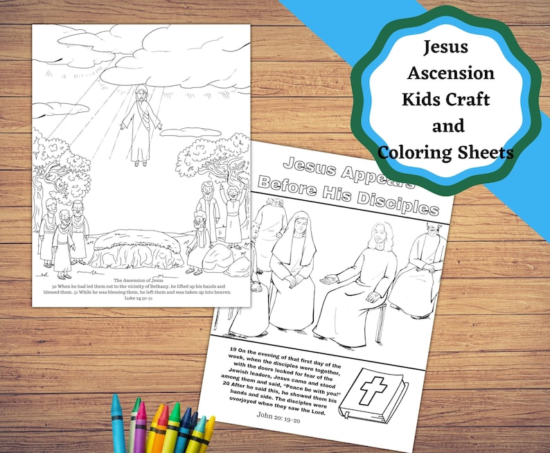 Jesus Ascension Printable Kids Craft and Coloring Sheets. - Etsy