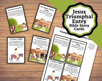 Printable Bible Story Cards, Jesus Triumphal Entry (PDF Download)