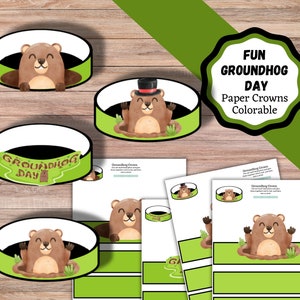 Printable paper Crowns to celebrate Groundhog day. Have a Happy Groundhog day with these fun paper head bands.