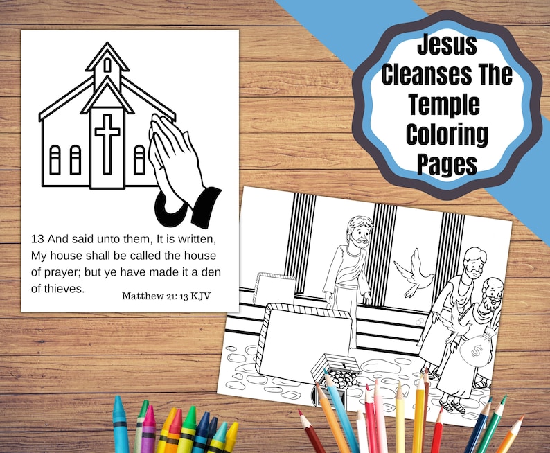 Printable, Jesus Cleanses the Temple Craft, Coloring, Scripture Pages. Jesus Runs Out Money ...