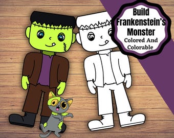 Costruisci il tuo mostro di Frankenstein. Divertenti lavoretti di Halloween a tema mostro, disponibili sia in versione colorata che da colorare.