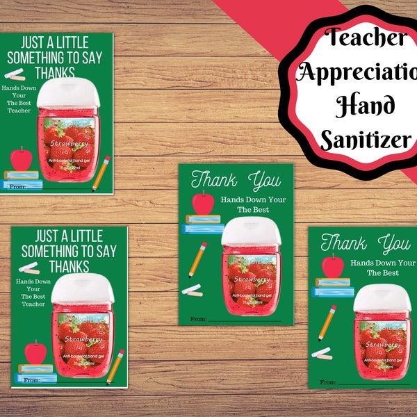 Printable Teacher Appreciation Hand Sanitizer Gift card. Gift for teacher