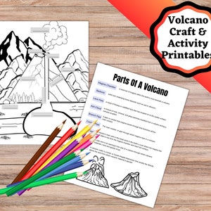 Printable Volcano Craft Pages, Craft, Activity, Coloring, and Maze ...