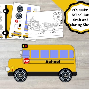 School Bus printable craft and coloring sheet, back to school school Bus fun.