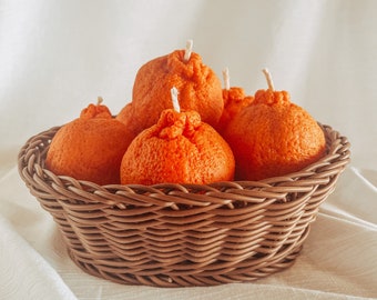 Orange Candle / Real Fruit Candle / Scented Decorative Candle / Soy Wax Candle / Essential Oil / Food Candle / Gifts for Her / Gifts for Him