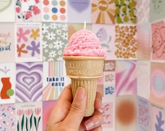 Ice Cream Cone Candle / Ice Cream Candle / Food Candle / Dessert Candle / Decorative Candle / Gifts for Her / Soy Candle / Home Decor