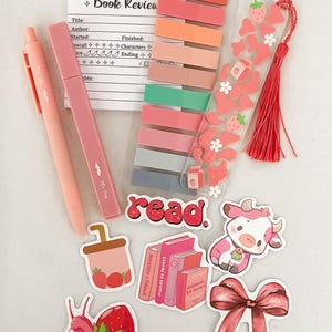 Everything But The Book Kit / Annotation Kit / Journaling / Bookish Gifts / Book Lovers / Stationary Gift Set / Book Club / Strawberry Milk