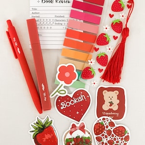 Everything But The Book Kit / Annotation Kit / Journaling / Bookish Gifts / Book Lovers / Stationary Gift Set / Book Club / Strawberry / Red